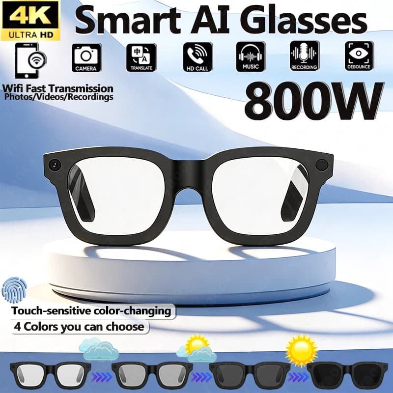 Smart AI 2026 Glasses with Camera and 4K HD Video Recording, 300 mAh Large Battery, Calls and Music