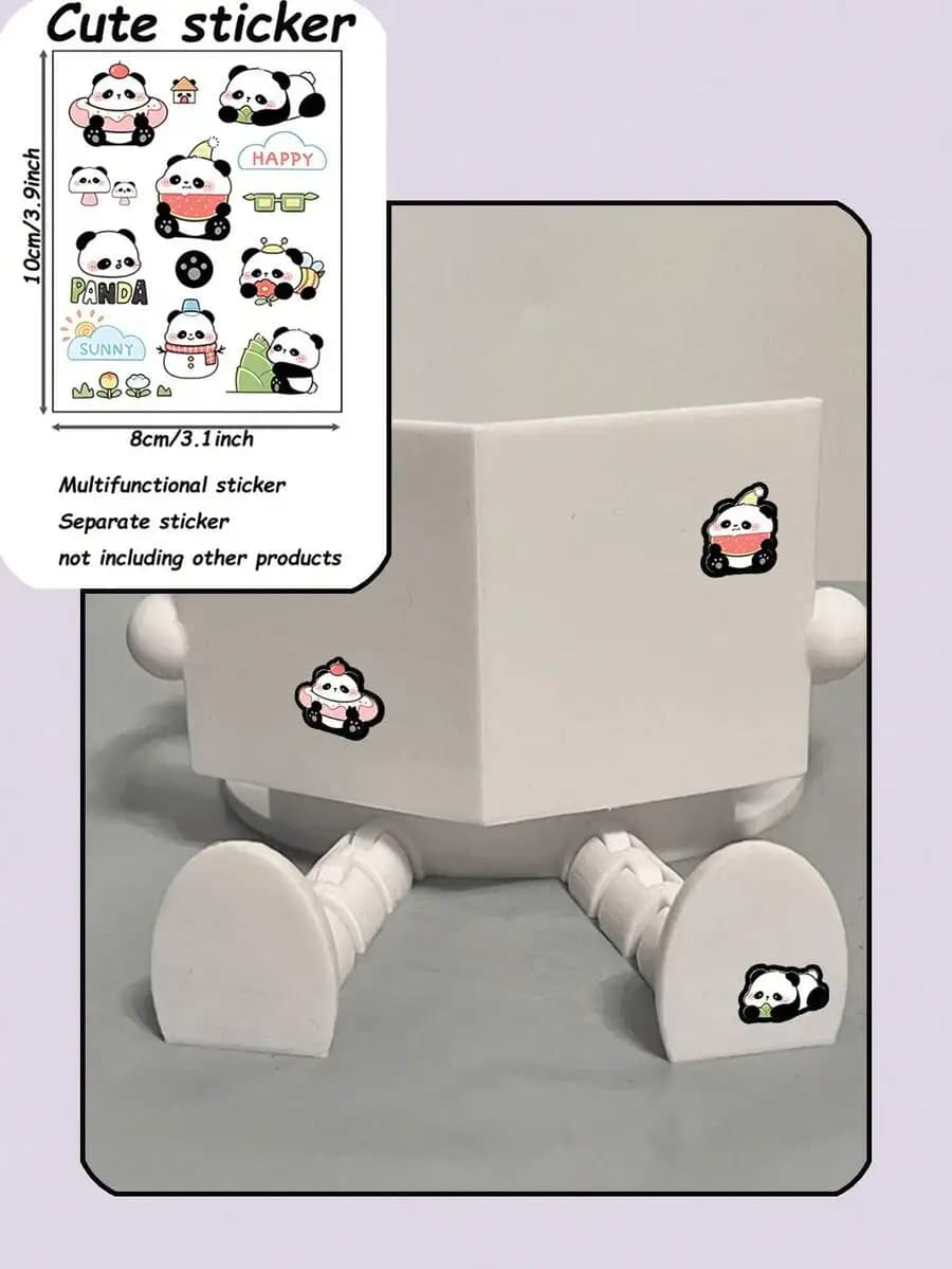 Portarotolo a forma di libro in plastica con adesivi panda, accessorio decorativo per il bagno