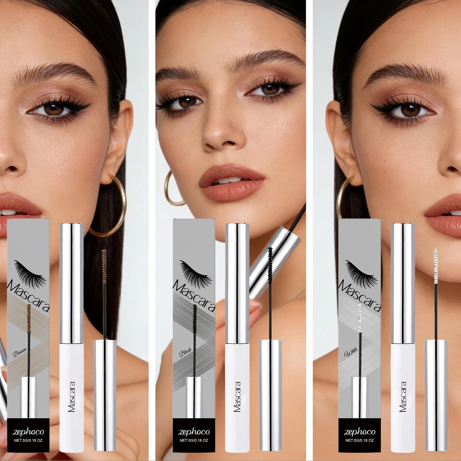 Waterproof Curling Mascara Black Lash Eyelash Brush Volumizing Smudge-Proof Long-Lasting White Mascara Eyes Makeup Cosmetics