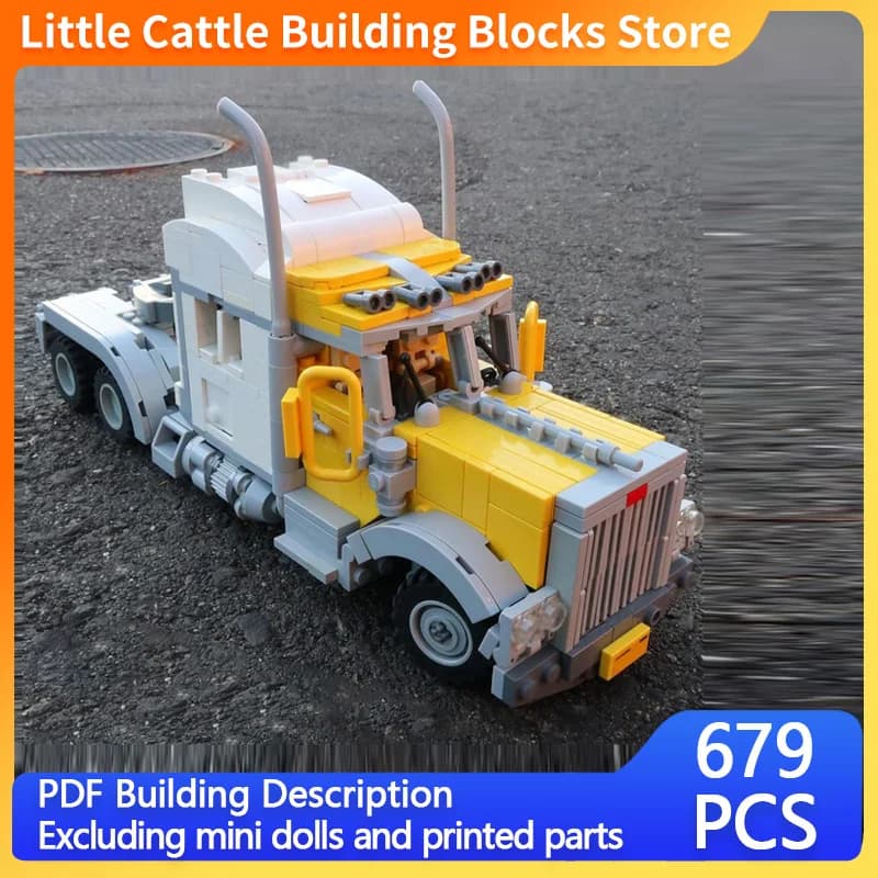City Car Model MOC Building Bricks 379 American Long-Nosed Truck Modular Technology Children Holiday Gifts Assemble Toys Suit