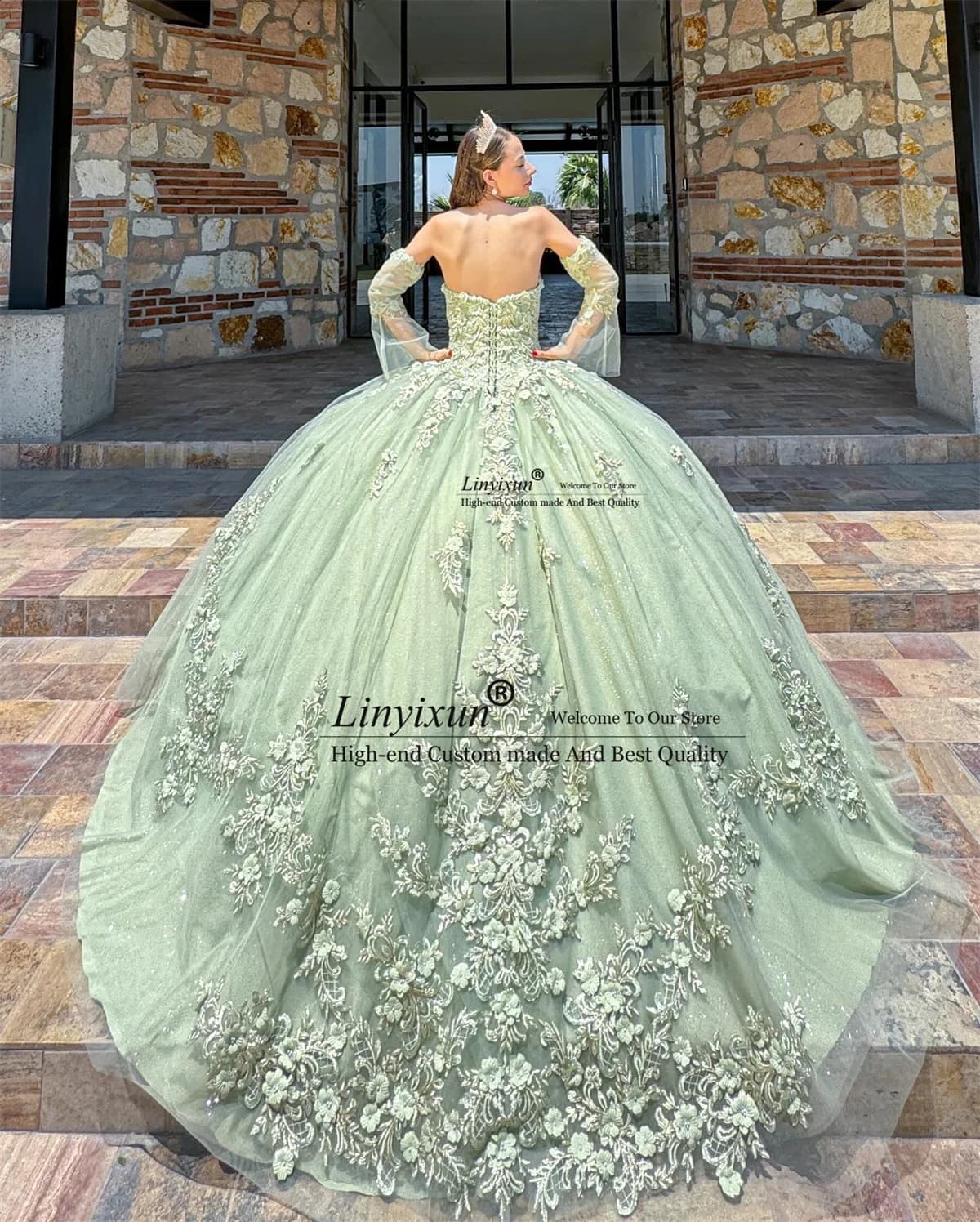 Abito da principessa Quinceanera con applicazioni in pizzo dolce 16 abito da ballo corsetto con lacci compleanno abiti da 15 XV anni personalizzato