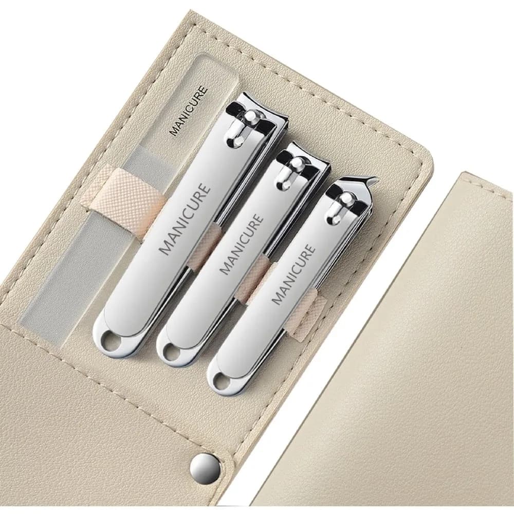 4 Pieces Professional Nail Clippers Set with Case High Carbon Steel Blades for Hard Nails Sharp Portable Manicure Pedicure Tool for Men Women Great Christmas Gift Stocking Stuffer