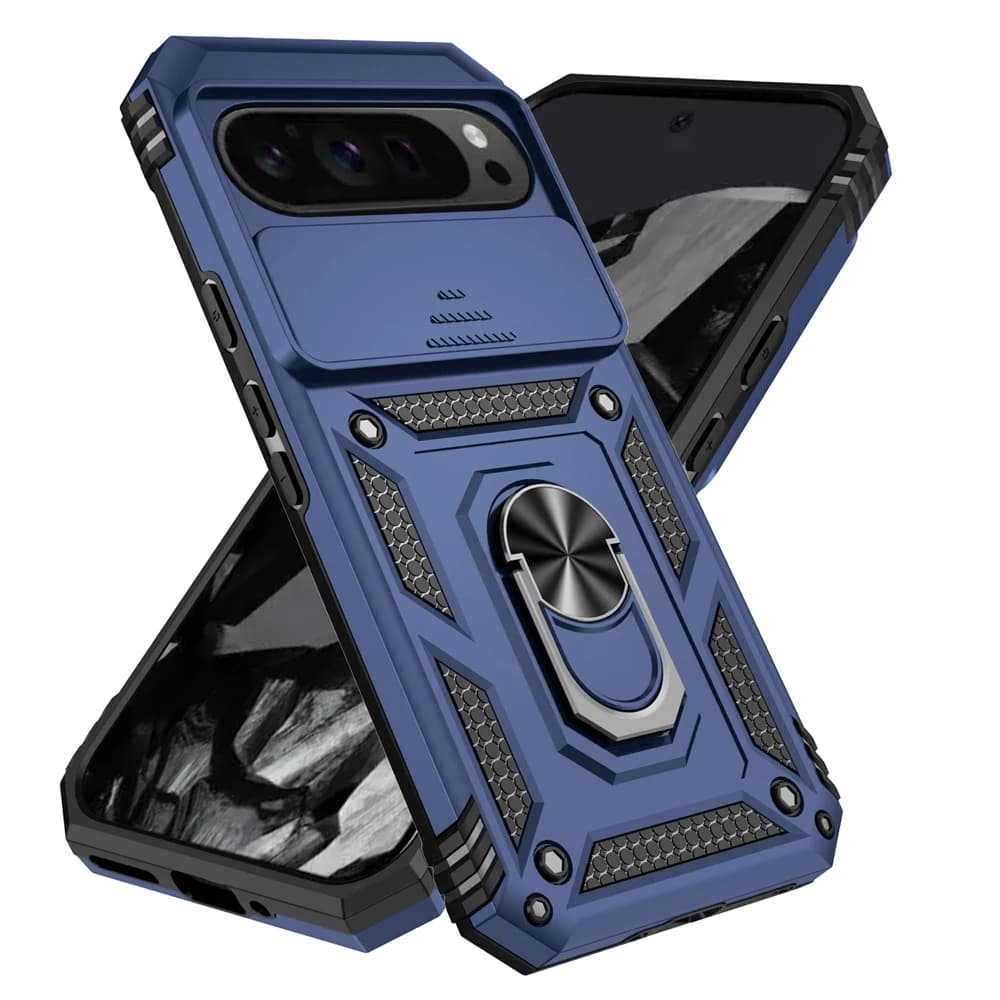 Shockproof Armor PC+TPU Slide Lens Windows Case for Google Pixel 11 Pro XL 7 8 9 10 Pro 10A 9A 8A Magnetic Ring Holder Cover