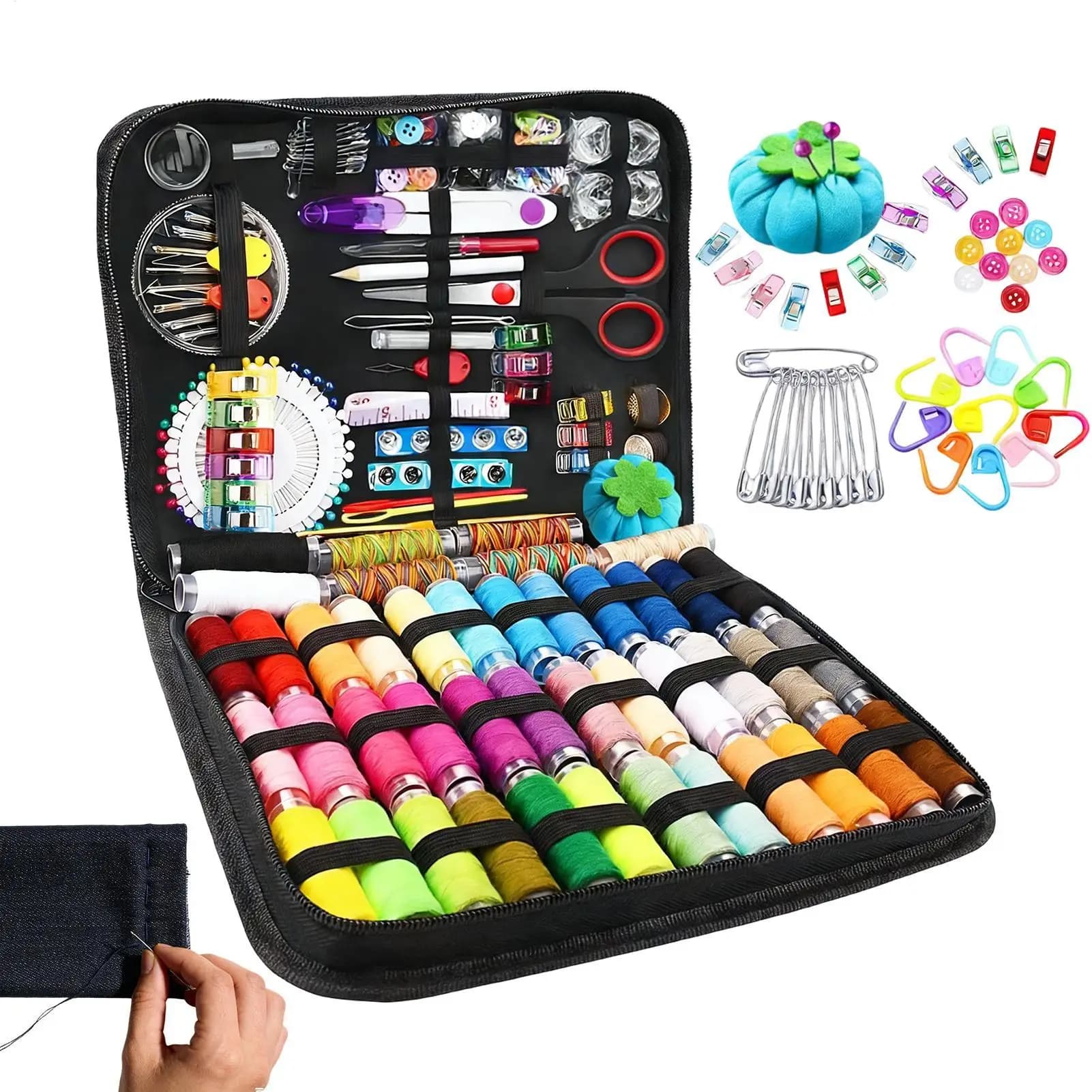 Kit da Cucito 226 Pezzi, Set Portatile da Viaggio per Riparazioni d'Emergenza, Set di Aghi e Fili per Principianti, Forniture per Lavori a Maglia, Ricamo e Artigianato Domestico