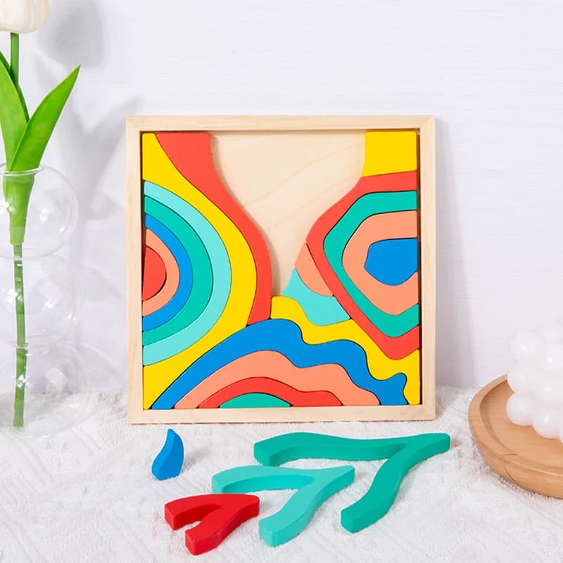 Blocchi di costruzione elementari arcobaleno creativo 3D, giocattoli impilabili puzzle, giocattoli in legno per bambini, regali/ornamenti per le vacanze