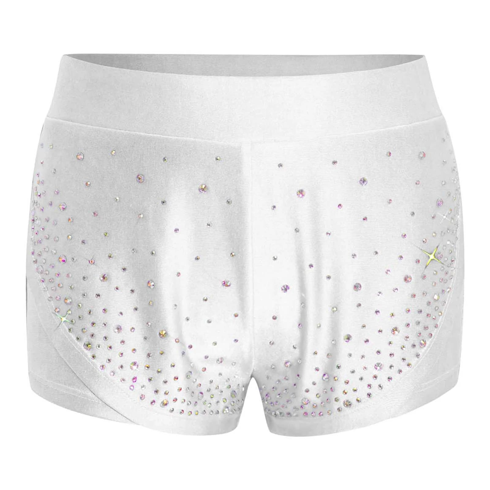 Pantaloncini da Danza Classica, Ginnastica e Pattinaggio Artistico per Bambine con Strass, Vita Elastica e Doppio Strato
