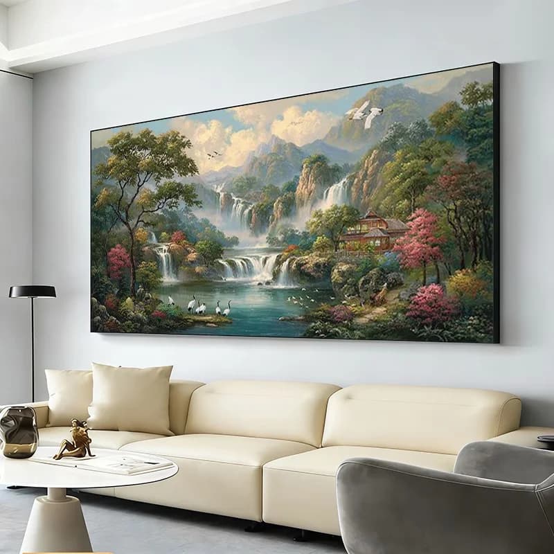 Large DIY Diamond Painting Kits River Greenery Scenery Waterfalls Birds 5D Mosaic Tree of Life Wall Decor Diamond Embroidery