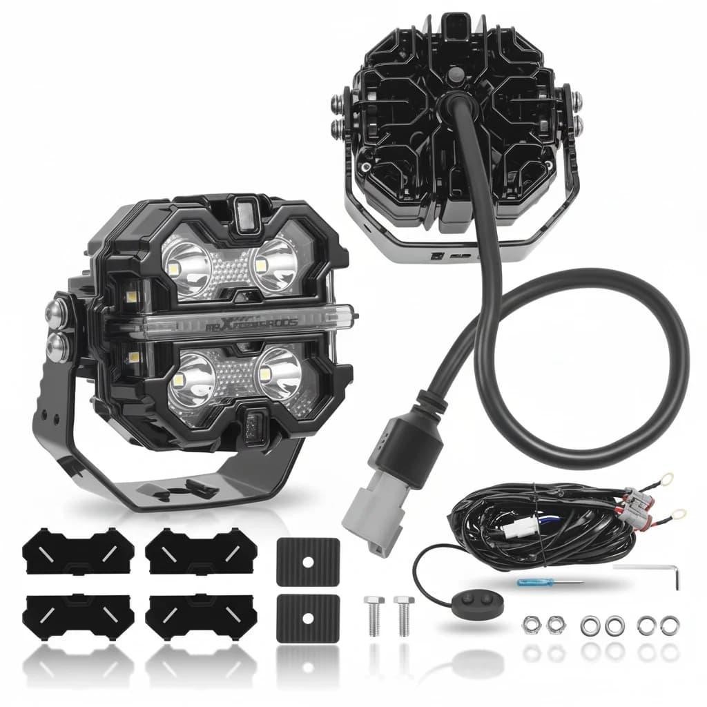 Fari LED da 3,5 Pollici, Luci LED Quadrate in Alluminio Pressofuso con DRL Bianco Ambra, Luce di Guida 12V IP68 per Camion Fuoristrada