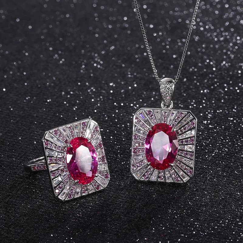 Nuovi gioielli di fascia alta anello popolare di lusso colorato corindone rosso grande anello pendente quadrato set principale 10 * 14