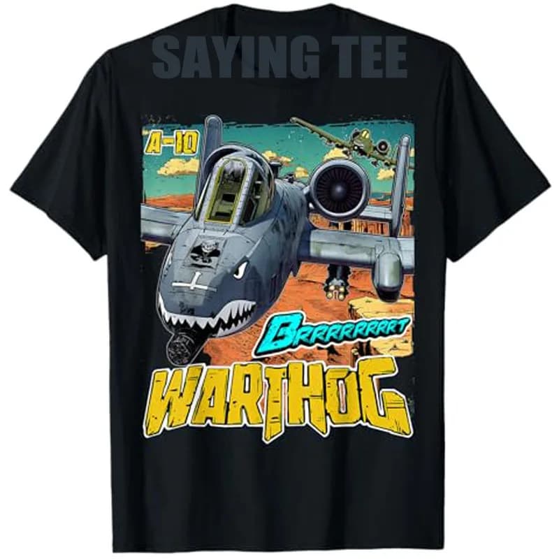 A-10 Warthog Jet Airplane Brrrt Funny Comic Graphic T-Shirt Men's Fashion Military Aviation Enthusiast Aircraft Y2k Saying Tee