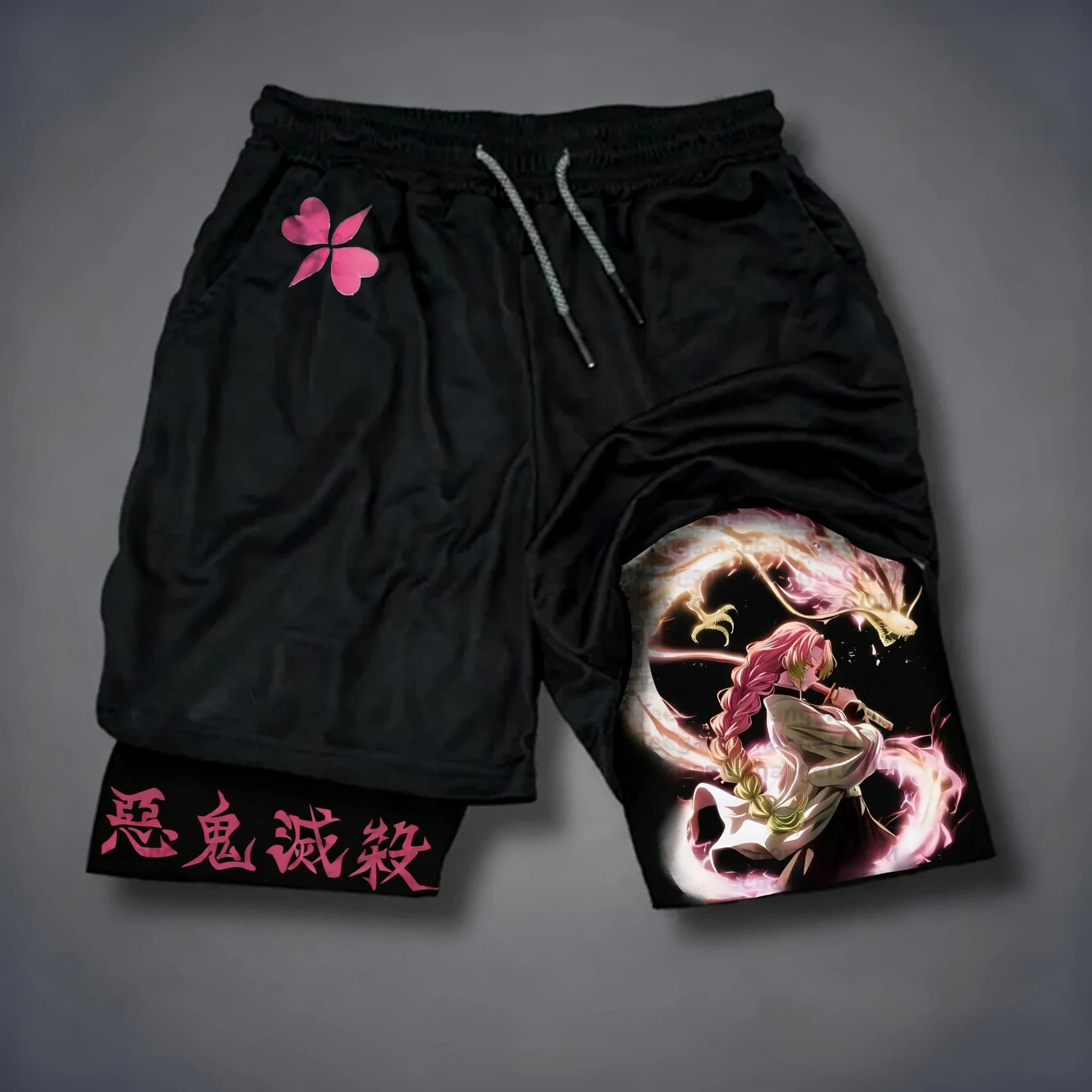 Bandai Demon Slayer Anime Men's Double-layer Shorts 2026 Summer American Sports Cycling Loose, Breathable and Fashionable Shorts
