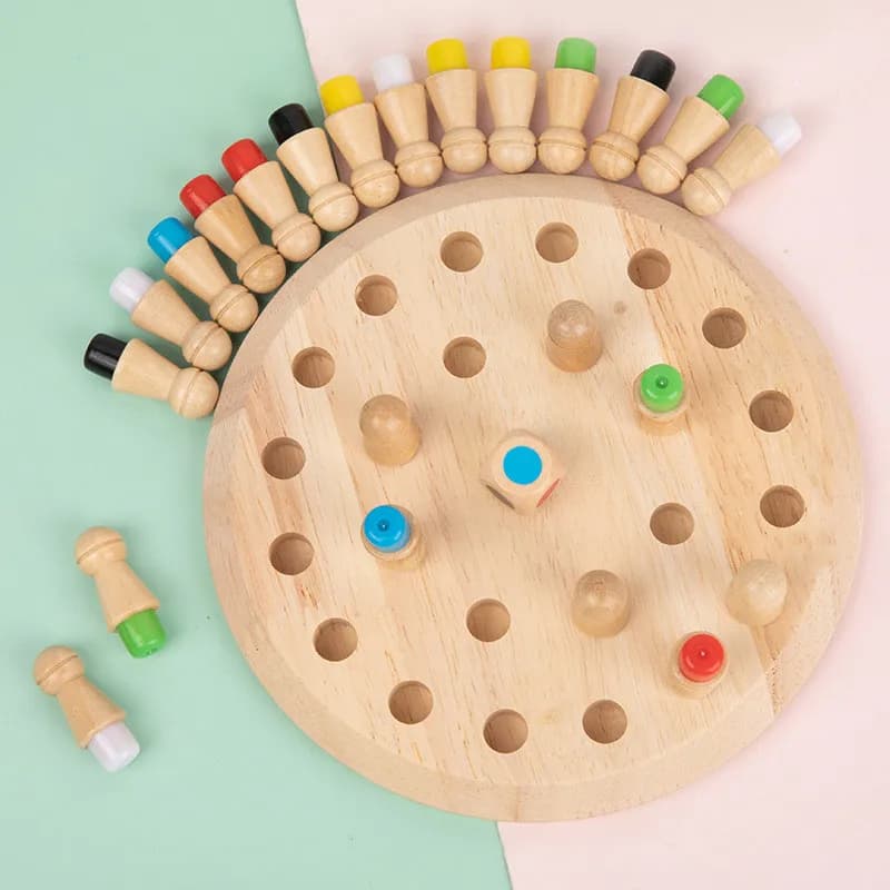 Scacchiera in legno Memoria a colori Gioco di scacchi Memoria Concentrazione Formazione Giocattoli educativi per la prima educazione dei bambini in legno