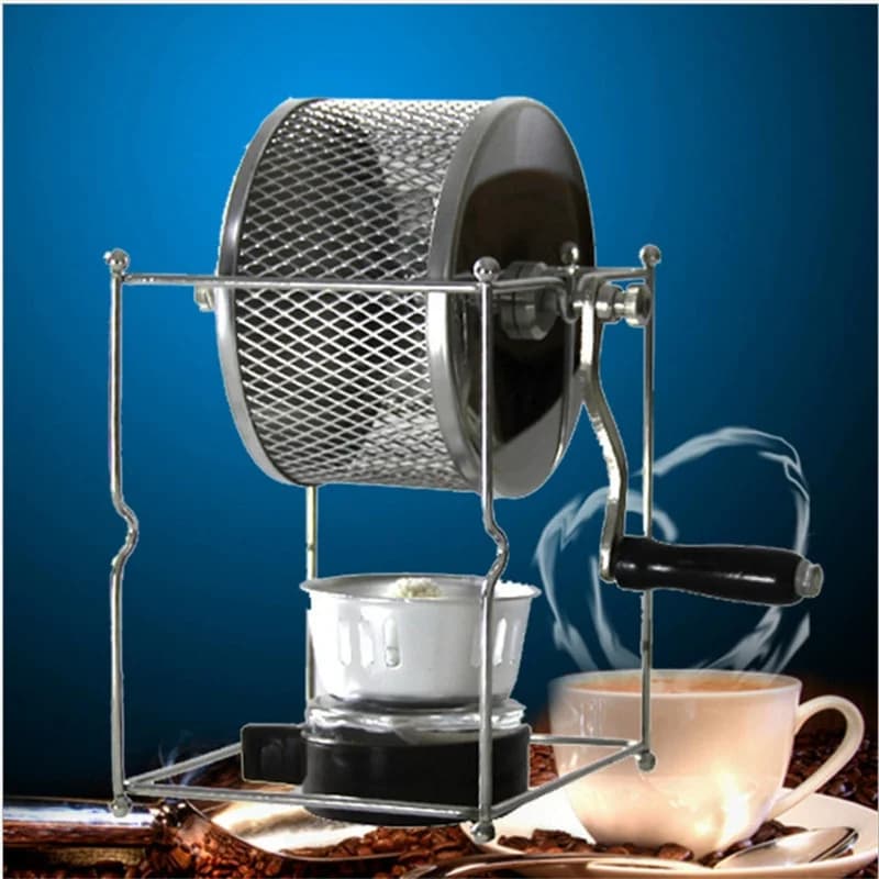 Mini Stainless Steel Roller Hand Crank Coffee Bean Roasting Machine,Coffee Baking Tool for Home Barista Manual Coffee Roaster