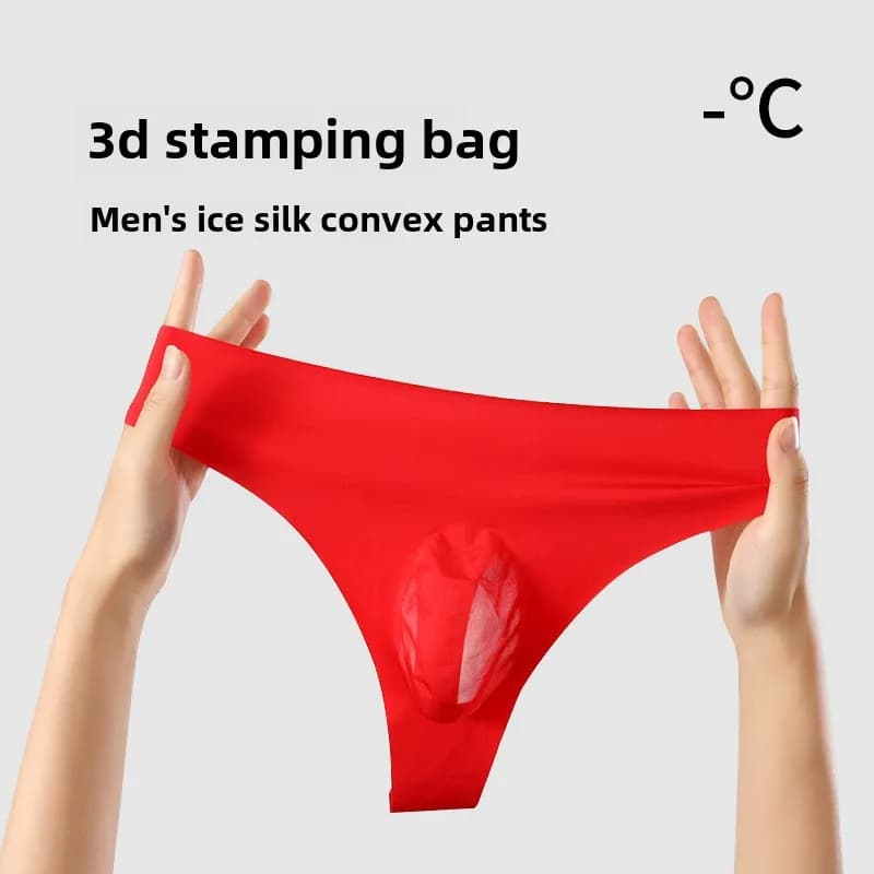 Intimo da uomo in seta di ghiaccio Perizoma da uomo senza cuciture 3D convesso ultrasottile traspirante Intimo sessuale Pantaloni sexy da uomo