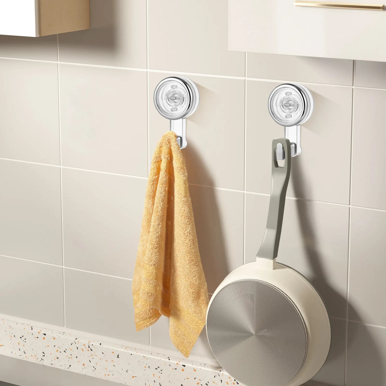 2 Pezzi Ganci a Ventosa Trasparenti Resistenti Senza Foratura per Bagno Cucina Doccia Vetro Piastrelle Parete Organizzatore Fissaggio Forte