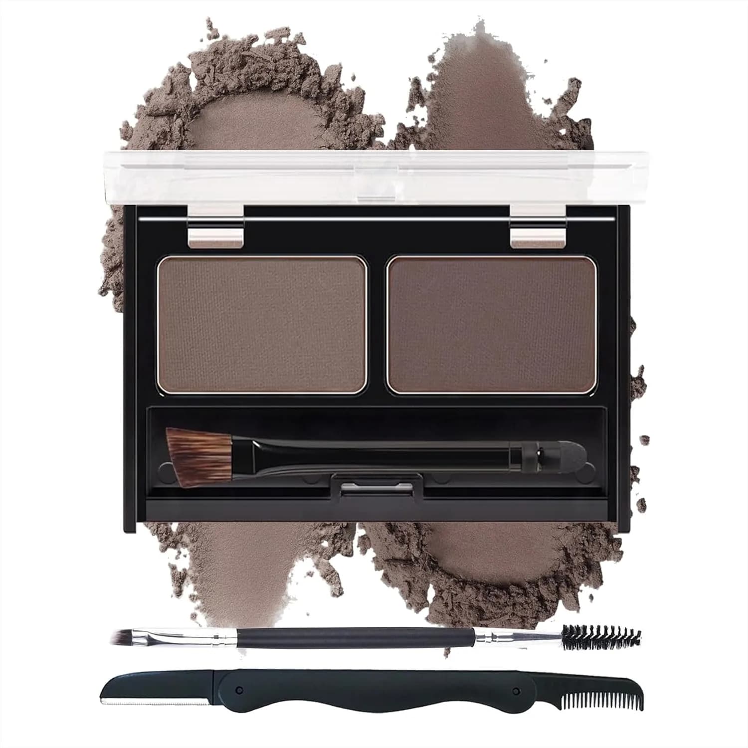 Kit di polveri per sopracciglia, palette per sopracciglia impermeabile a 2 colori, a lunga durata 16 ore, trucco naturale per sopracciglia rare con pennello e applicatore