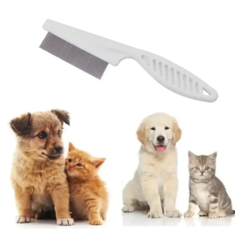 Pettine per pulci in acciaio inossidabile per cani e gatti – Detergente per pettine per toelettatura di animali a denti fini