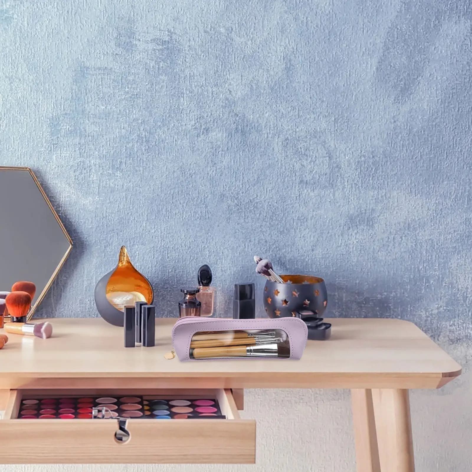 Borsa da viaggio per pennelli da trucco, design trasparente, leggera e compatta, per matite per sopracciglia, pennelli per ombretti - Pennello da trucco