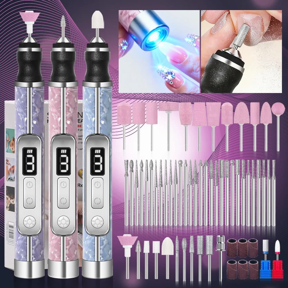 YIKOOLIN Lima per unghie 2 in 1 con lampada per unghie utilizzata per limare e asciugare le unghie, adatta per il fai da te a casa e per i saloni di bellezza professionali