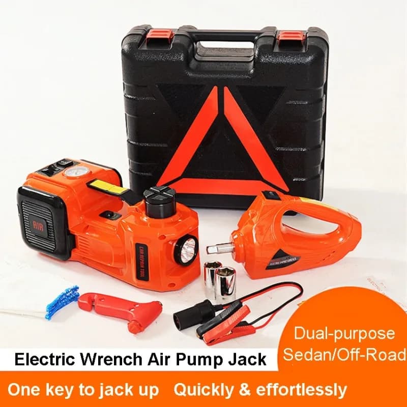 Getto da pavimento per auto 5 tonnellate 4 in 1 Getto idraulico elettrico per auto 12V con pompa di gonfiaggio Luce a LED per strumento di riparazione pneumatici per camion auto