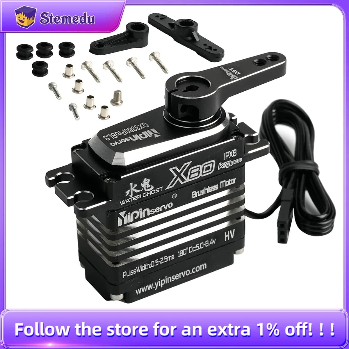 Servomotore digitale da 80 kg interamente in metallo IP67 impermeabile 5.0-8.4V motore brushless coppia elevata per modello di auto RC robot di livello industriale