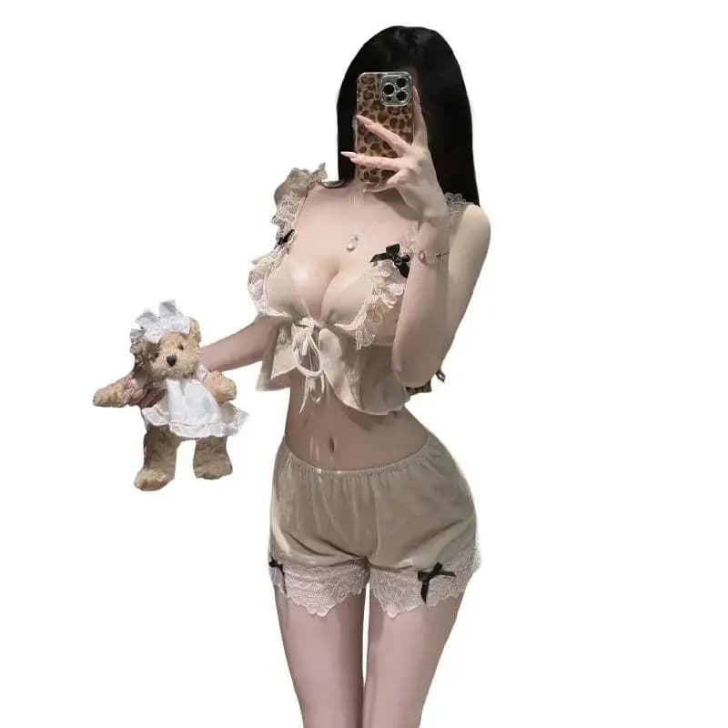 Lingerie sexy, provocante e sofisticata, set di indumenti da notte per seno piccolo, abbigliamento intimo sexy per coppie, stile Pure Desire, affascinante C91M