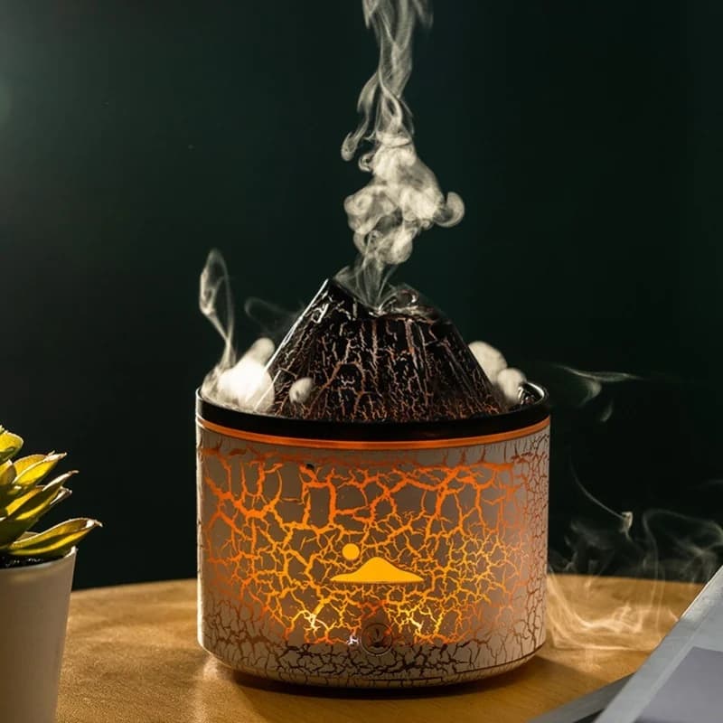 5V Volcano Diffuser 180ml Relaxing Auto Off Warm Atmosphere Flame Humidifier For Bedroom Office Home
