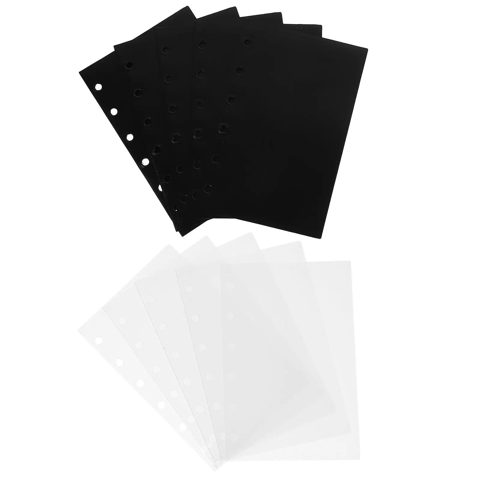 10 Fogli di Cartelle Raccoglitrici in Plastica a 6 Fori con Chiusura Liscia, Raccoglitore a 6 Tasche per Fogli Sciolti, Documenti e Buste Portadocumenti