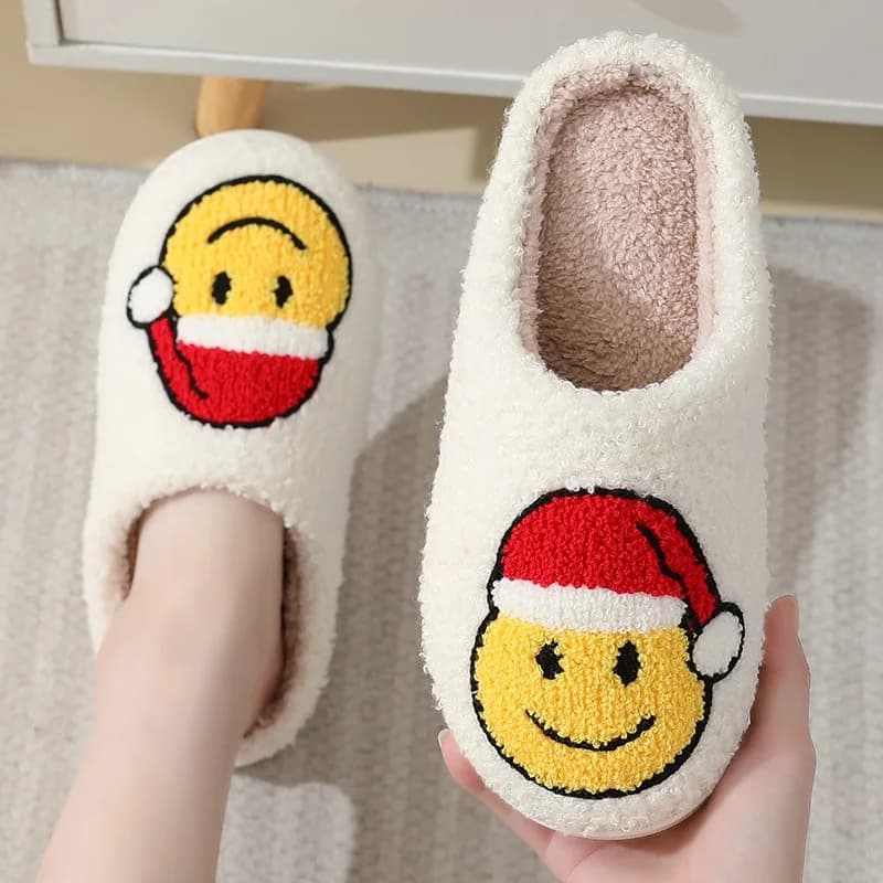 Pantofole natalizie in peluche di Babbo Natale per coppie Calzature per la casa invernali comode e comode con fodera morbida per interni Scarpe da casa comode e carine