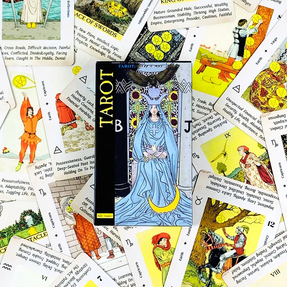 Nuove carte dei Tarocchi Before Tarot, versione inglese da 78 carte, divinazione per giochi da tavolo per famiglie, design classico per principianti e professionisti