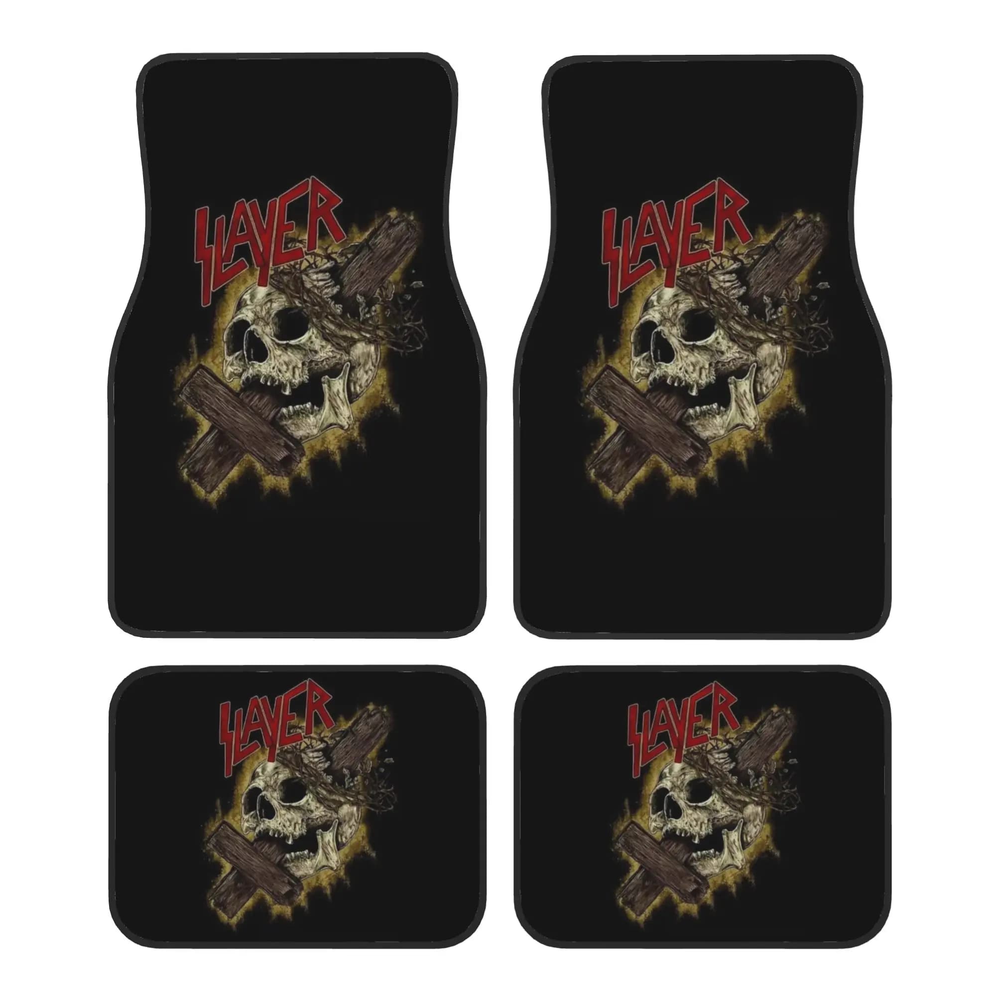 Car Floor Mats 4 Pcs Crystal Velvet Heavy Metal Rock Band Slayers Universal Front Rear Foot Mats Carpets Rugs Pieces Auto