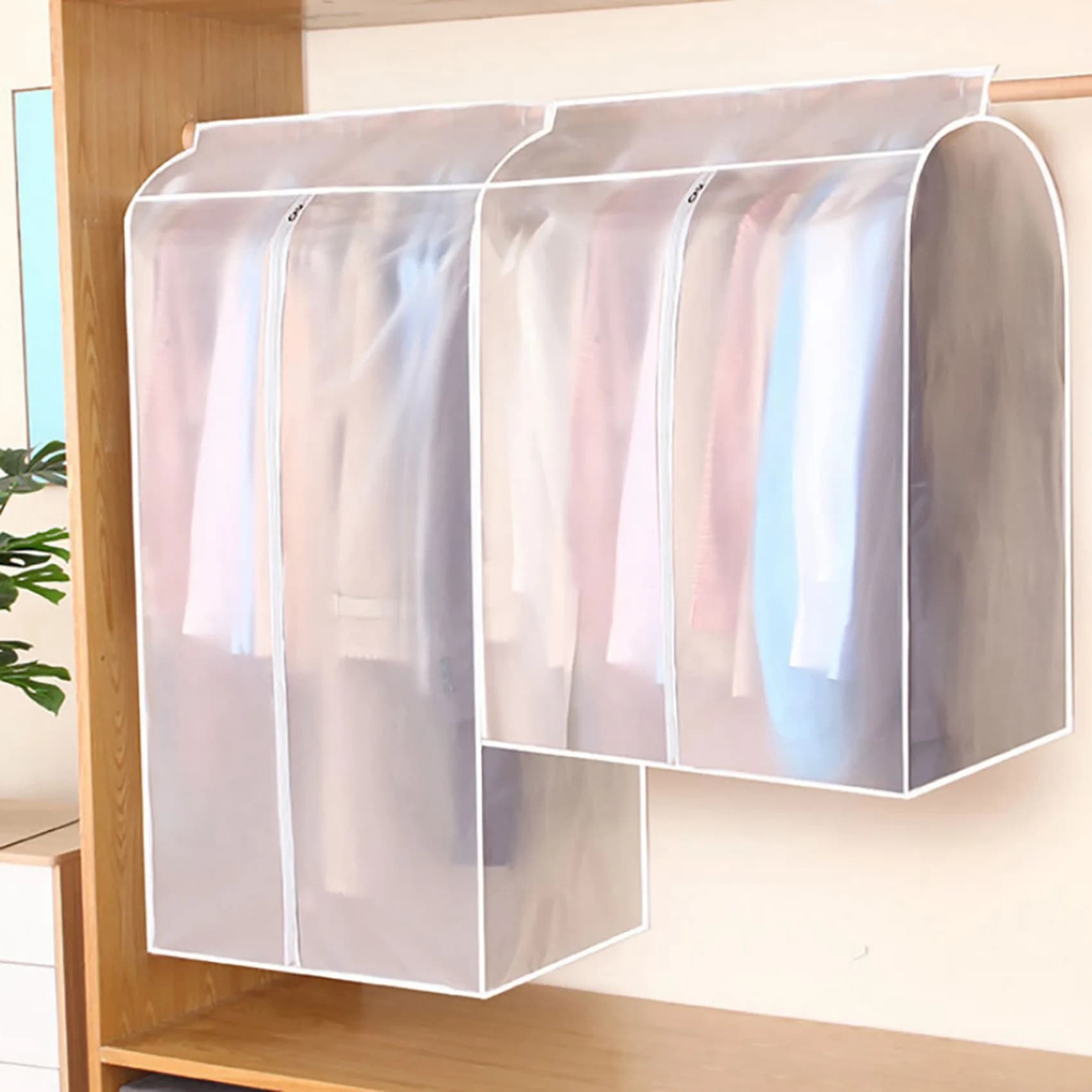 ABKW-2PCS Clothing Rack Dust Cover Clothes Hanging Bag Enclosed Clothes Rack Floor Hanger Cover Wardrobe Storage Cover B