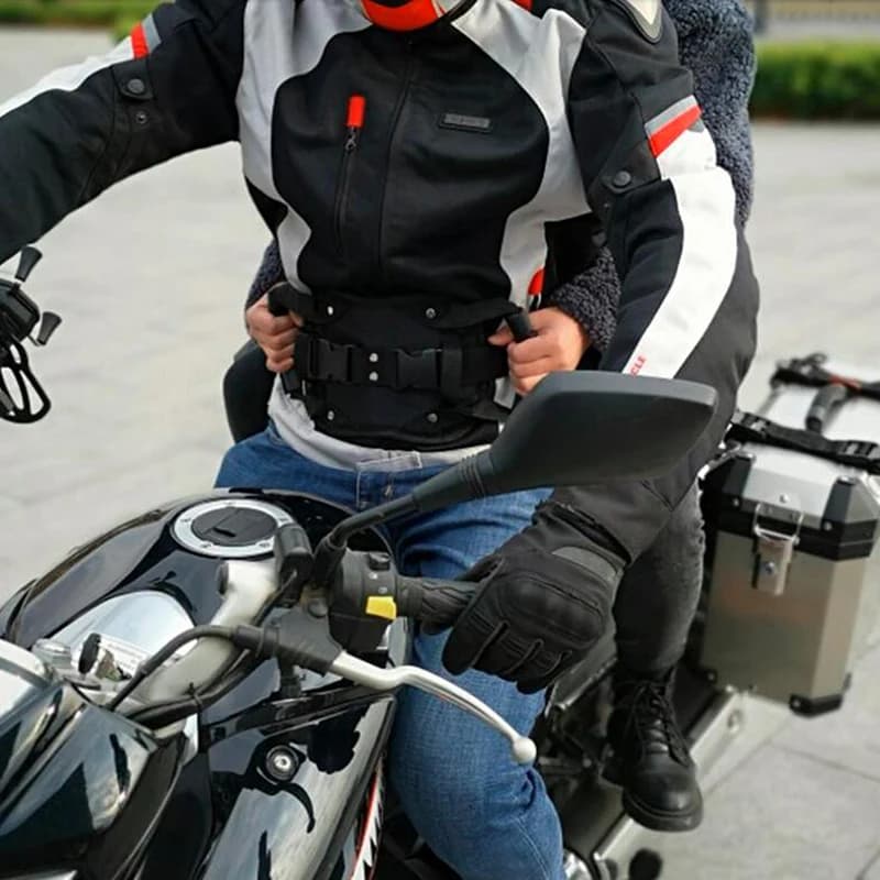 Cintura di sicurezza per moto e scooter, impugnatura antiscivolo per passeggero sul sedile posteriore, cinturino universale per sedile moto per bambini