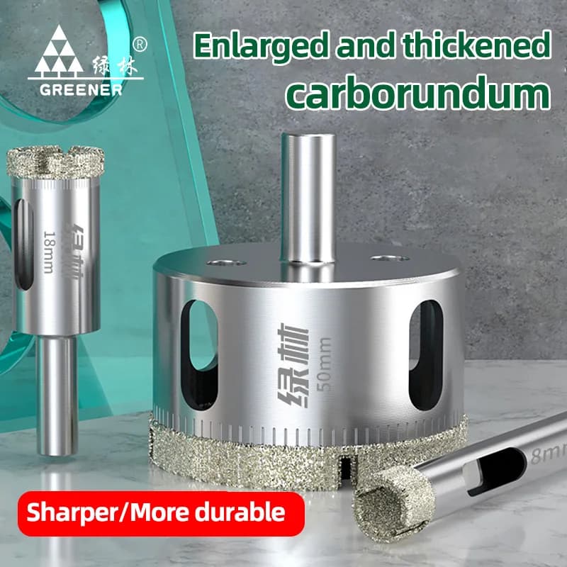 GREENERY Set di punte da trapano rivestite diamantate da 3-45 mm per piastrelle di vetro Punta da trapano per sega a tazza Punta da trapano a secco per piastrelle di ceramica Marmo Vetro Granito