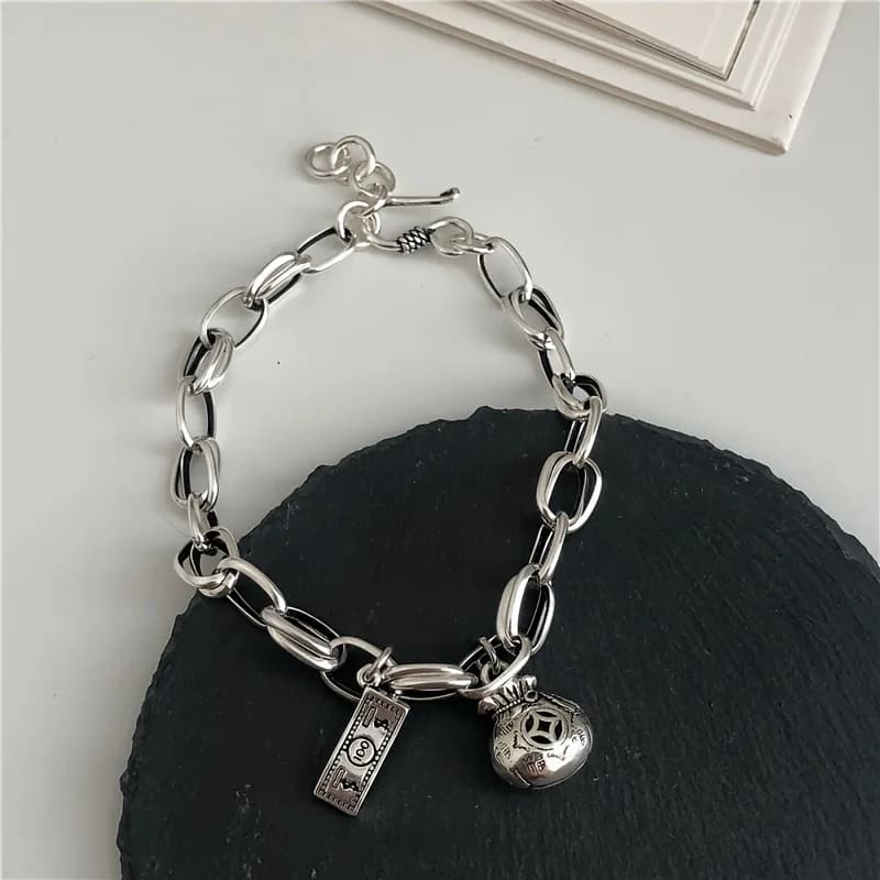 Ladies' lucky bag with dollar pendant bracelet, vintage lucky jewelry, nice holiday gift.