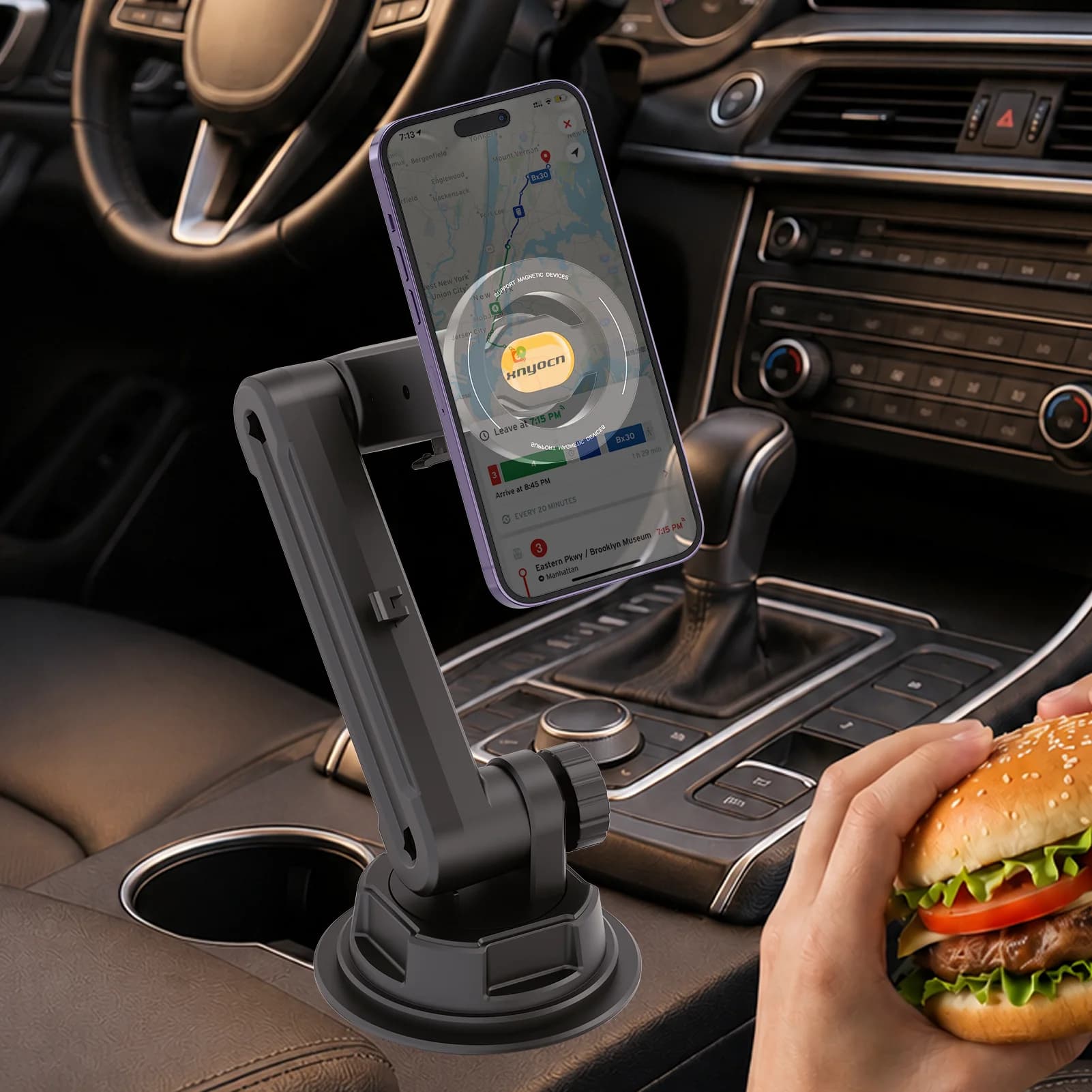 Adjustable Height Magnetic Car Cup Holder Phone Mount Flexible Gooseneck Auto Interior Navigation Stand for Apple for Samsung