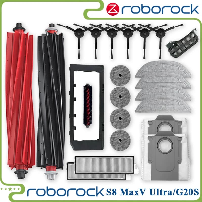 Roborock S8 MaxV Ultra Robot Vacuum accessori di ricambio spazzole laterali principali panni per mocio filtri HEPA sacchetti per la polvere parti di ricambio