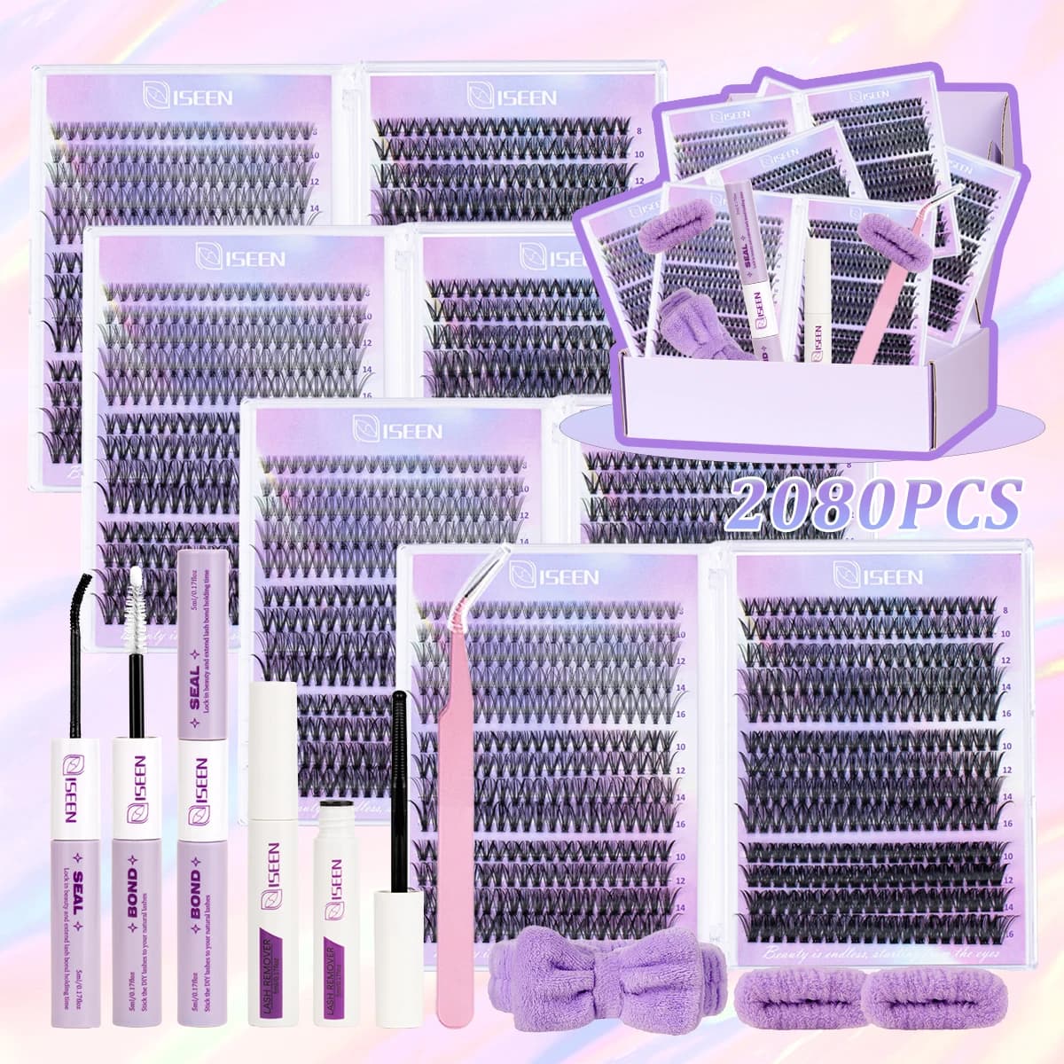 Do-it-yourself-made eyelashes kit 8-16mm Extensions eyelashes Individual eyelashes Natural and thin fake eyelashes with pins with binding seal