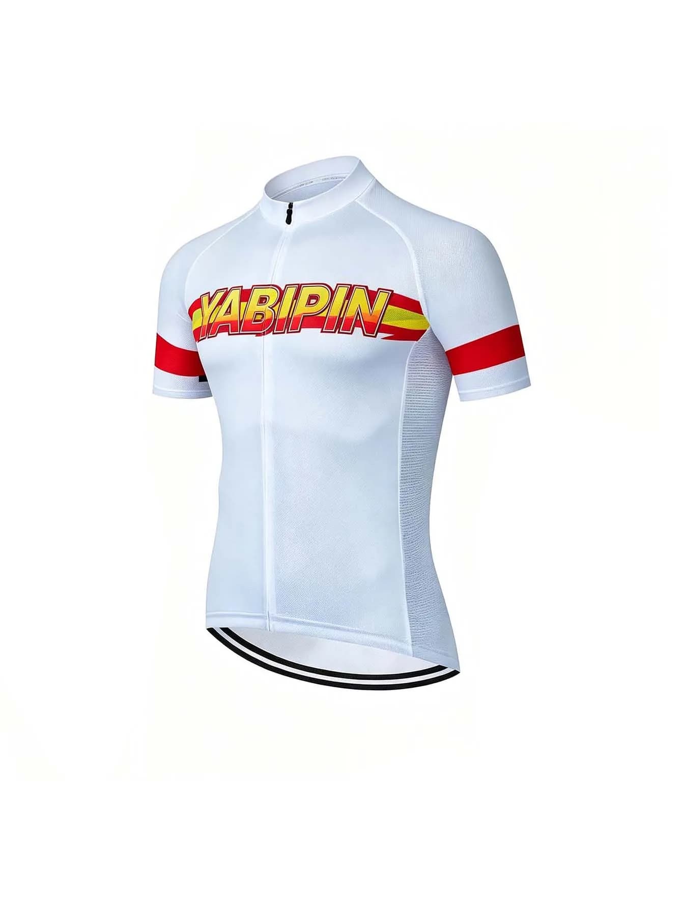 Stand Collar Full Zip Men’s Cycling Jersey, Short Sleeve Breathable Quick Dry Lightweight Bike Shirt