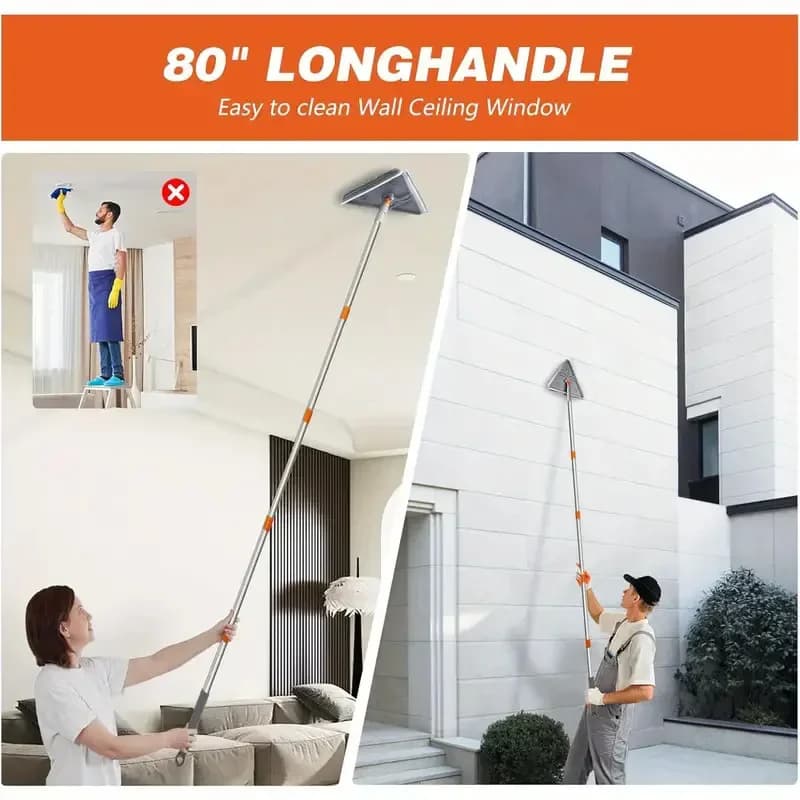 Long handle 360 ° rotating triangle microfiber wall cleaning mop Adjustable wet and dry dust mop Floor mop