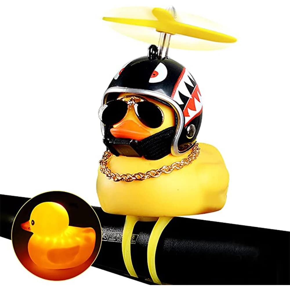 Beautiful yellow rubber duck clacson bike bell for children's bike squeeze anatra clacson bicycle with propeller helmet bicycle accessories