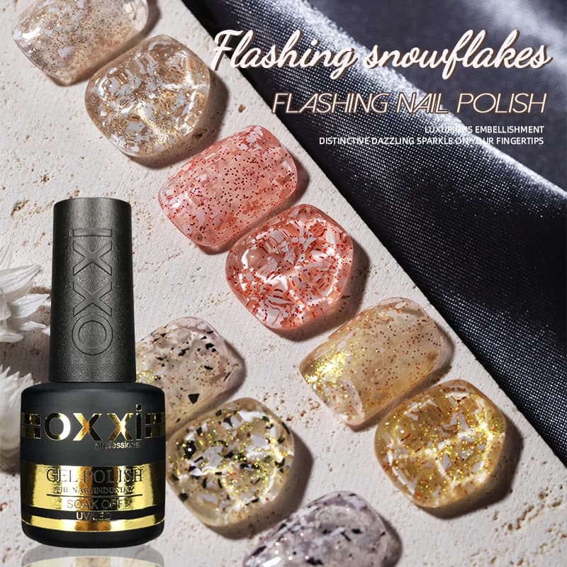 OXXI fiocchi di neve lampeggianti smalto semipermanente 8ml uv led Gel smalto per unghie Manicure Glitter vernice ibrida smalto Gellac nuovo