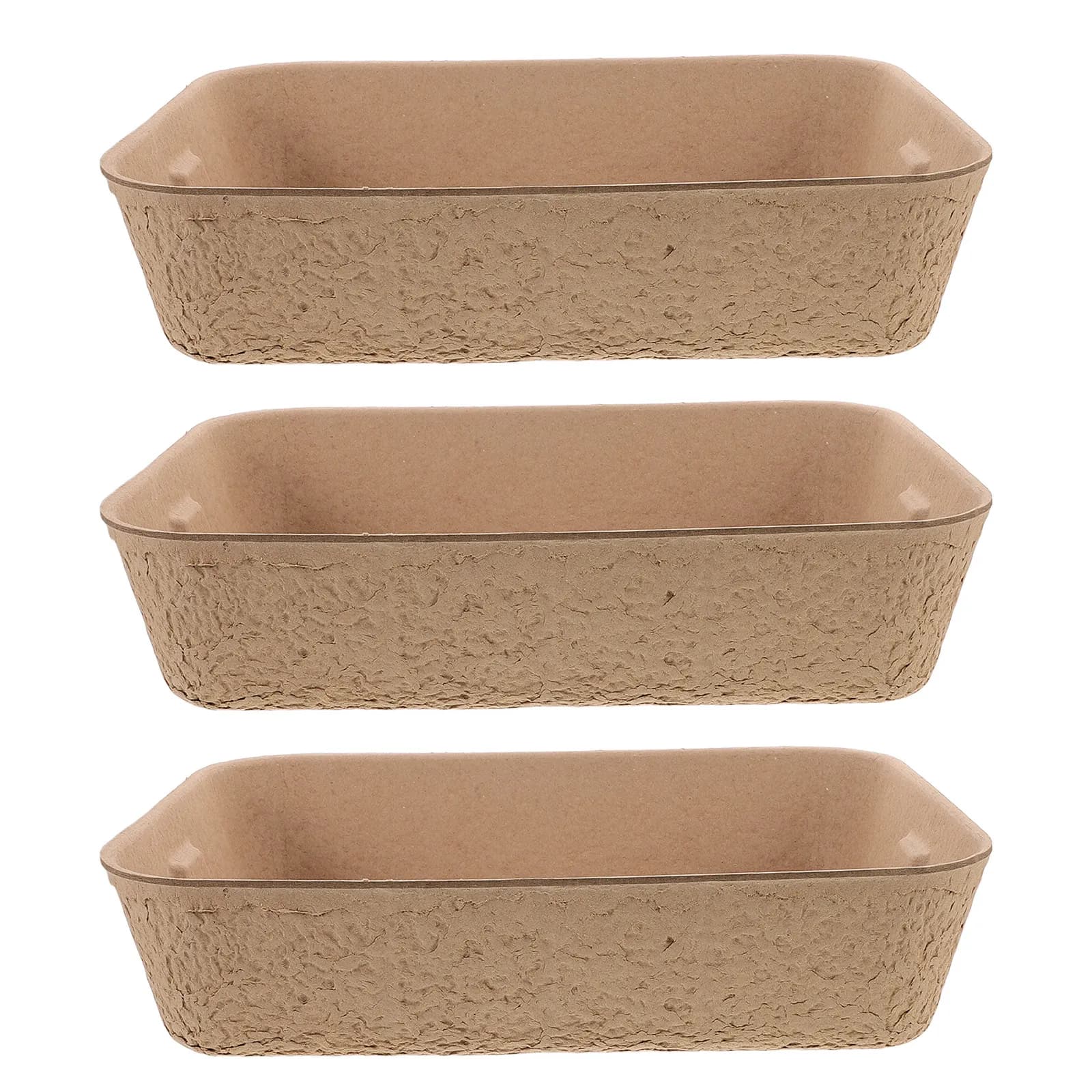 3Pcs Eco Paper Cat Litter Basin Open Design Large Splash Proof Litter Tray Portable Pet Toilet Travel for Kitten Hamster Bunny