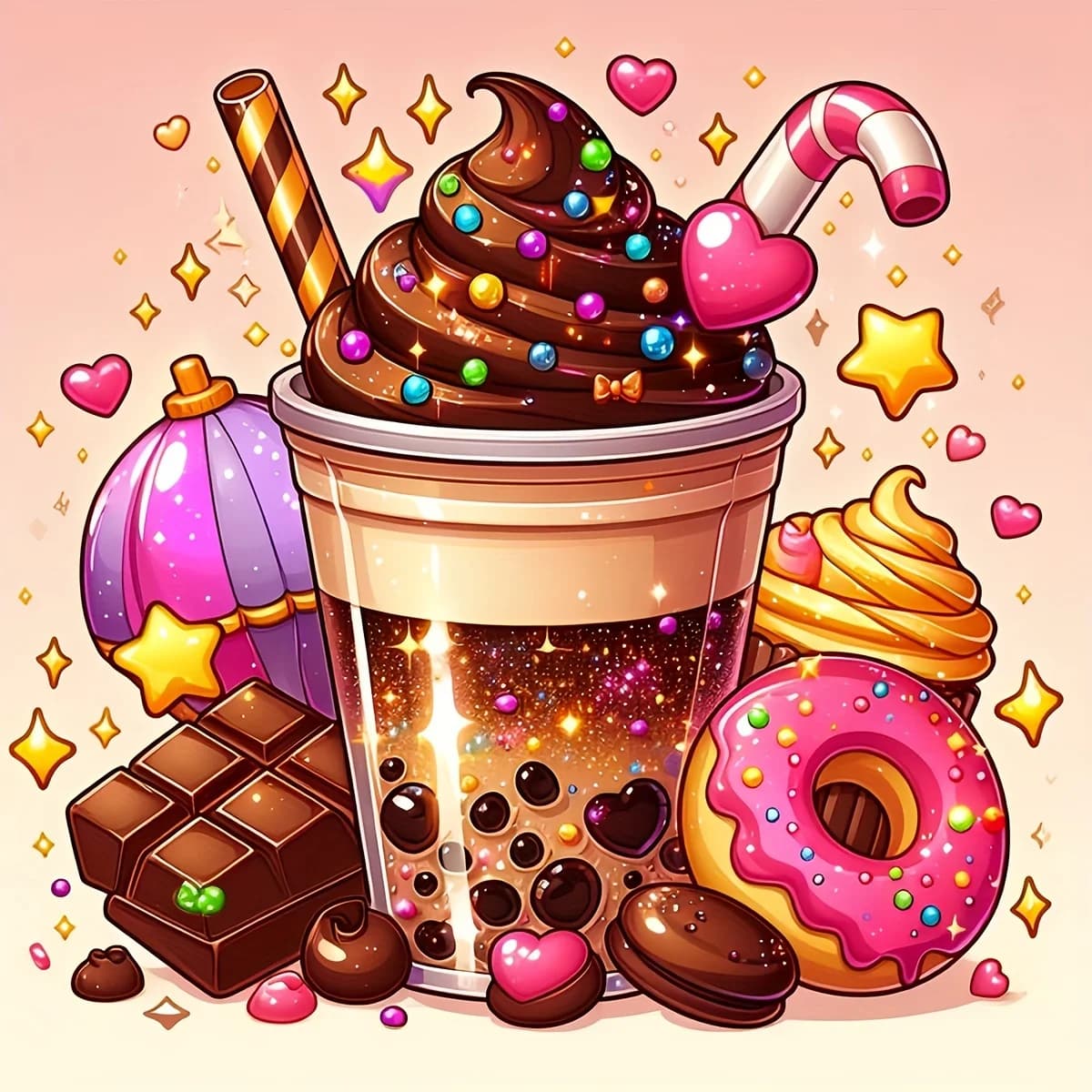 Chocolate Beverage & Dessert Theme Diamond Painting Kits Full Square&Round Mosaic Handmade Art Home Decor DIY New Arrivals