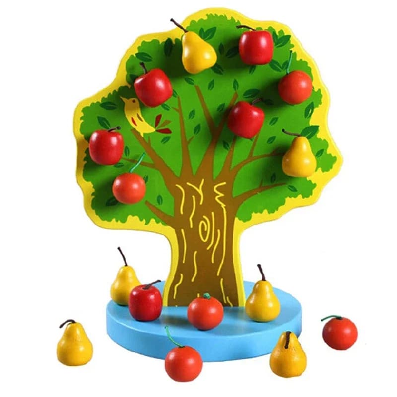 Nuovi giocattoli educativi in legno Montessori Giocattoli magnetici per albero di pera e mela Regali per bambini