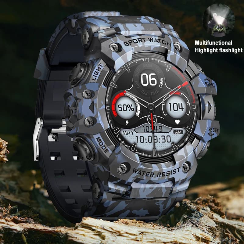 New Military Sport Smart Men's Watch 100+ Air Sports Open Fitness Compass Frequency Cardiaca BT Call Smartwatch Waterproof For Android iOS