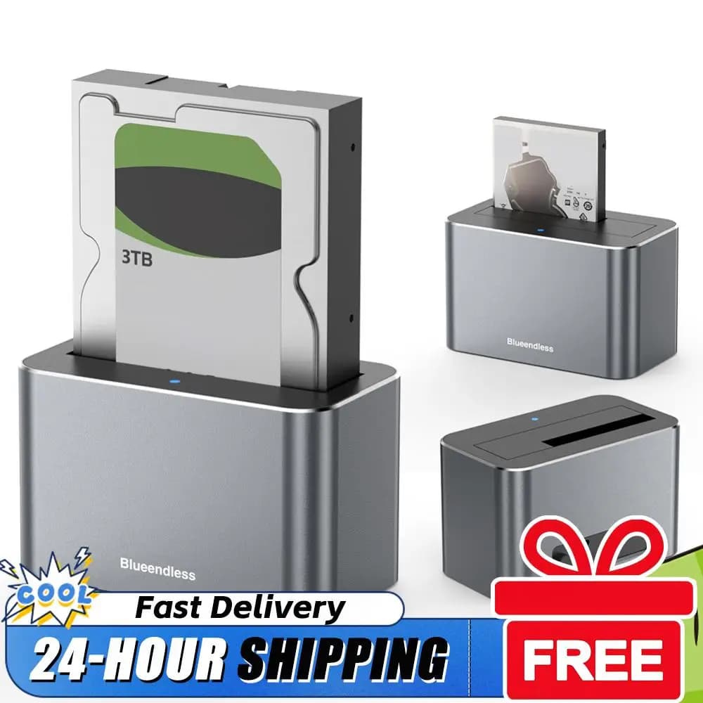 Docking station esterna USB 3.0 da 5 Gbps per dischi rigidi SATA SAS da 2,5/3,5 pollici, lettore HDD/SSD SATA, supporta fino a 20 TB