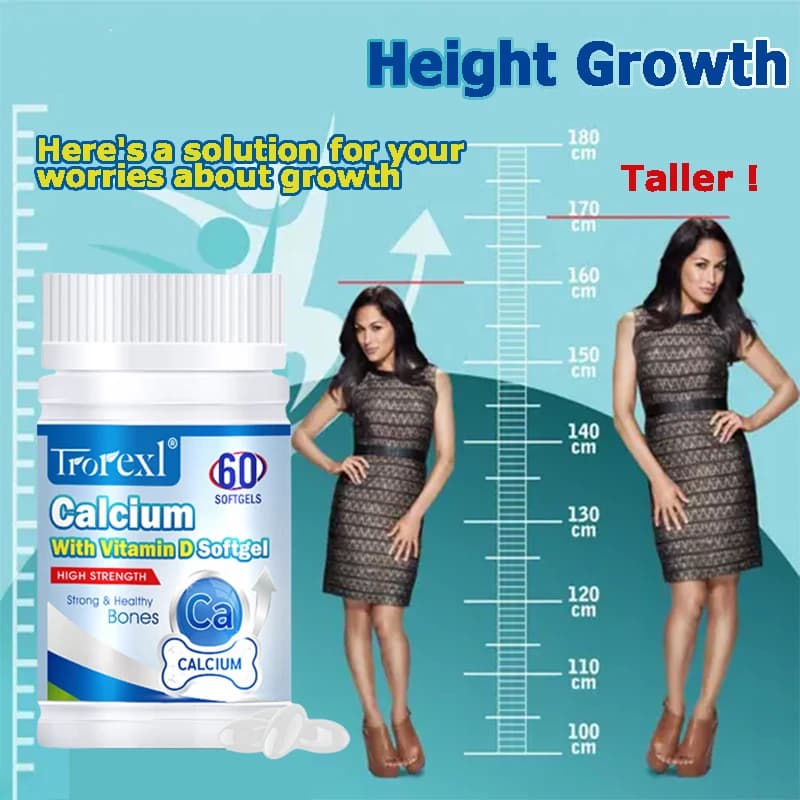 Helps to grow higher-natural supplement for height growth with calcium vitamin D3-maximum height- height increase, bone strength