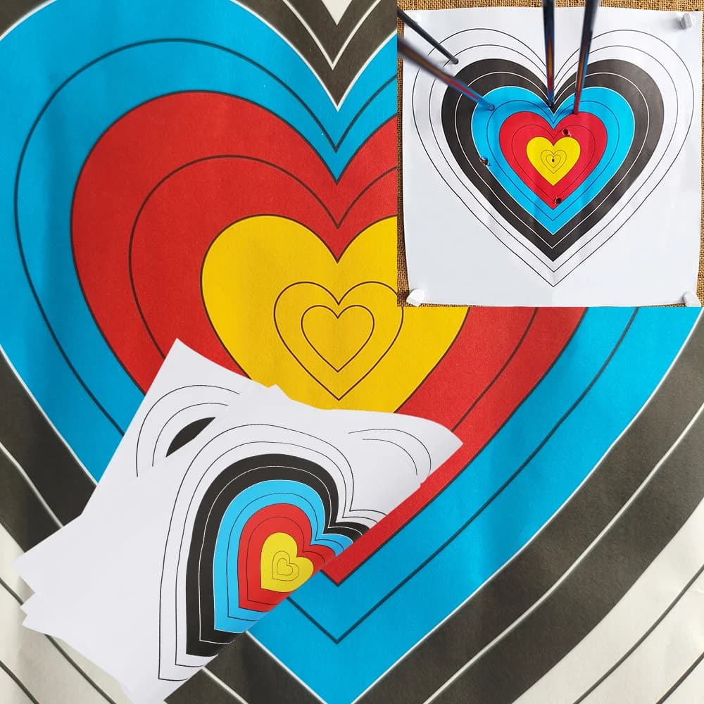 20/30/50pcs 40x40cm Bersaglio di Carta Tiro Con Arco A Forma di Cuore Bersaglio Viso di Carta Spessa Arco Composto Arco Ricurvo Tiro Caccia Formazione