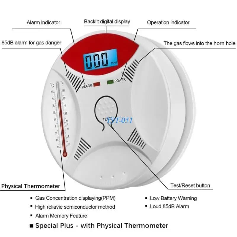 E15A CO Smokes Alarm Protections Smokes Detectors Carbon Monoxide Sensors for Home Office School